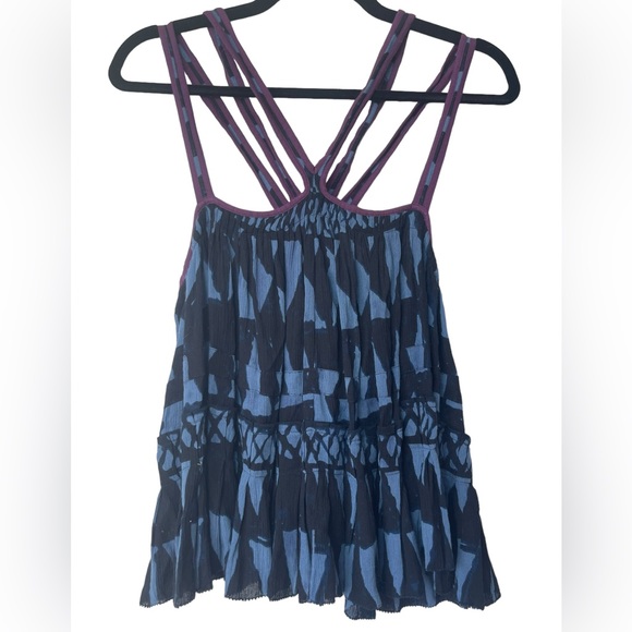 Free People Tops - Free People One Blue Purple Black Ruffle Summer Vacation Travel Top Women Size S